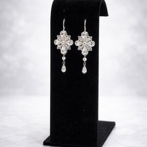 Elegant Silver Floral Drop Earrings